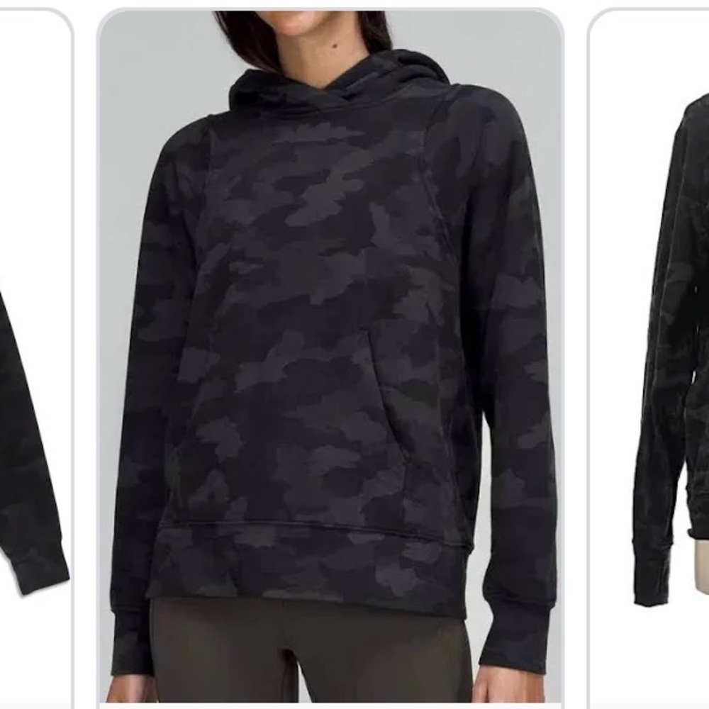 NWT LULULEMON Women's Black Camo Hooded Pullover Sweater